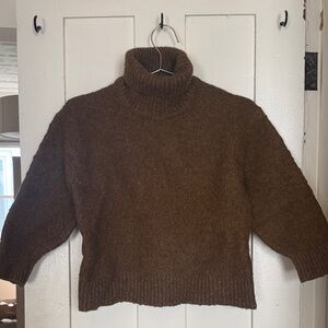 Cozy Brown Turtleneck Sweater - Kids Knit Pullover